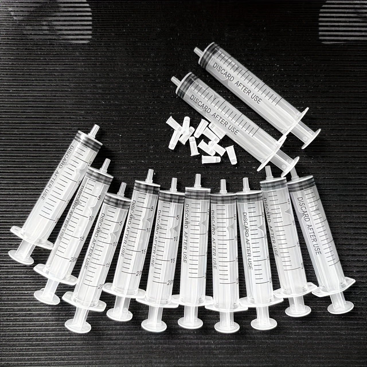 Image of Pack Of 12 - 3/5/10/20/30ml Plastic Syringe Compatible For Scientific , Chemistry, - With Cap (no Needle) - Precise Liquid Measurement For Research & Sample