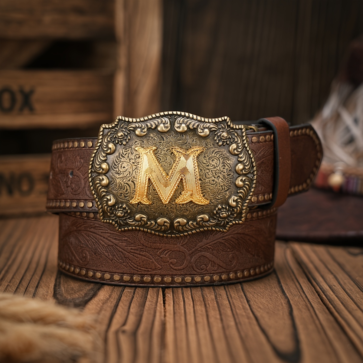 E-shop Ein Herren- und Damen-Buchstaben-Freizeit-Retro-Western-Stil Kunstleder-Gürtel, geeignet zum Verschenken (inklusive Locher)