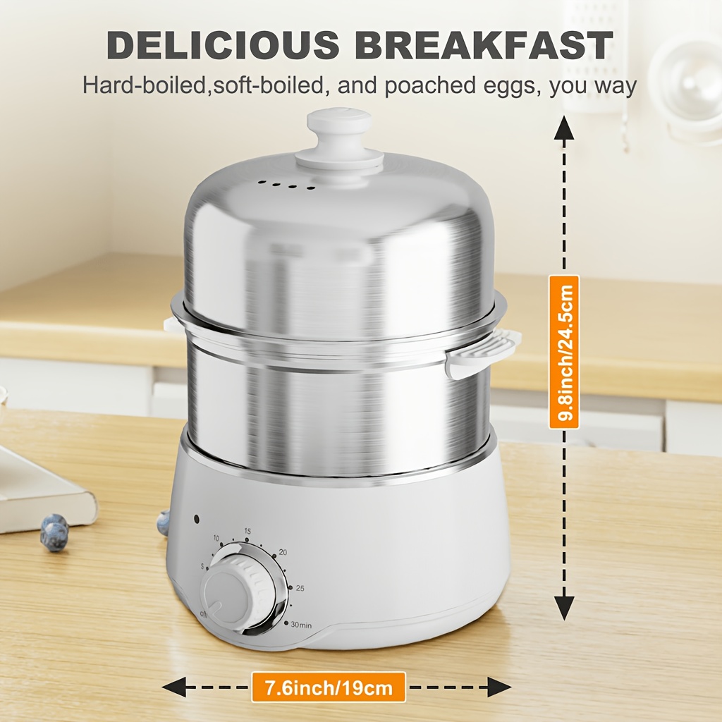 14 Egg Capacity Electric Egg Cooker with Timer for Kitchen, Indoor Electric Steamer, Make Hard/Soft Boiled, Poached, Scrambled Eggs & Omelets, Auto Shut-Off & Buzzer Alarm, Non-Toxic & Easy Clean, Christmas Gift