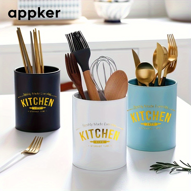 Portautensili In Acciaio Inossidabile Per Cucina - Organizzatore Rotondo Per Forchette, Cucchiai E Bacchette (Colore Argento O Oro)