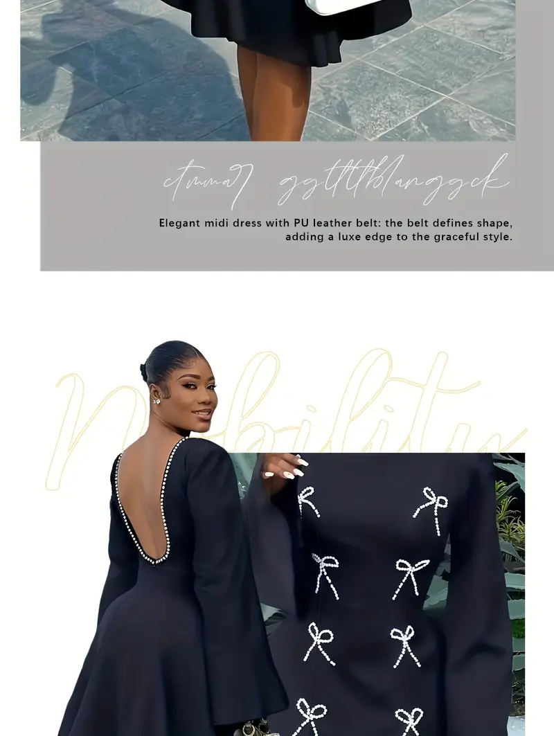 womens elegant pearl bow decorated backless dress suitable - Temu Nigeria womens elegant pearl bow decorated backless dress suitable - Temu Nigeria
