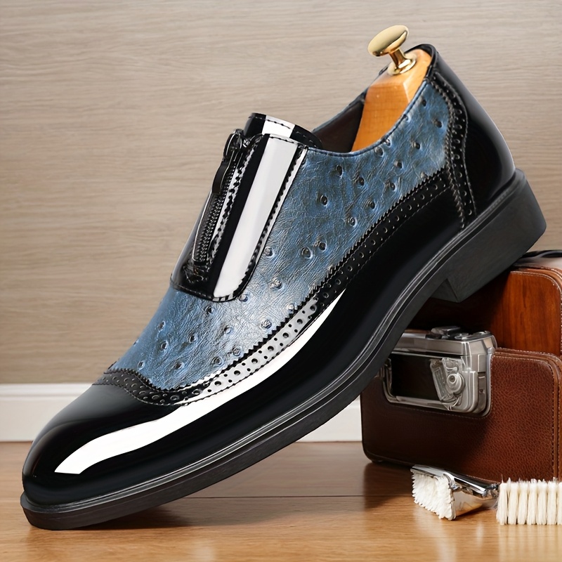 TEMU Color Plus Size Men's Formal Shoes, Comfortable And Non Slip Rubber Soles, Durable Casual Shoes, Suitable For Wedding, Party And Business