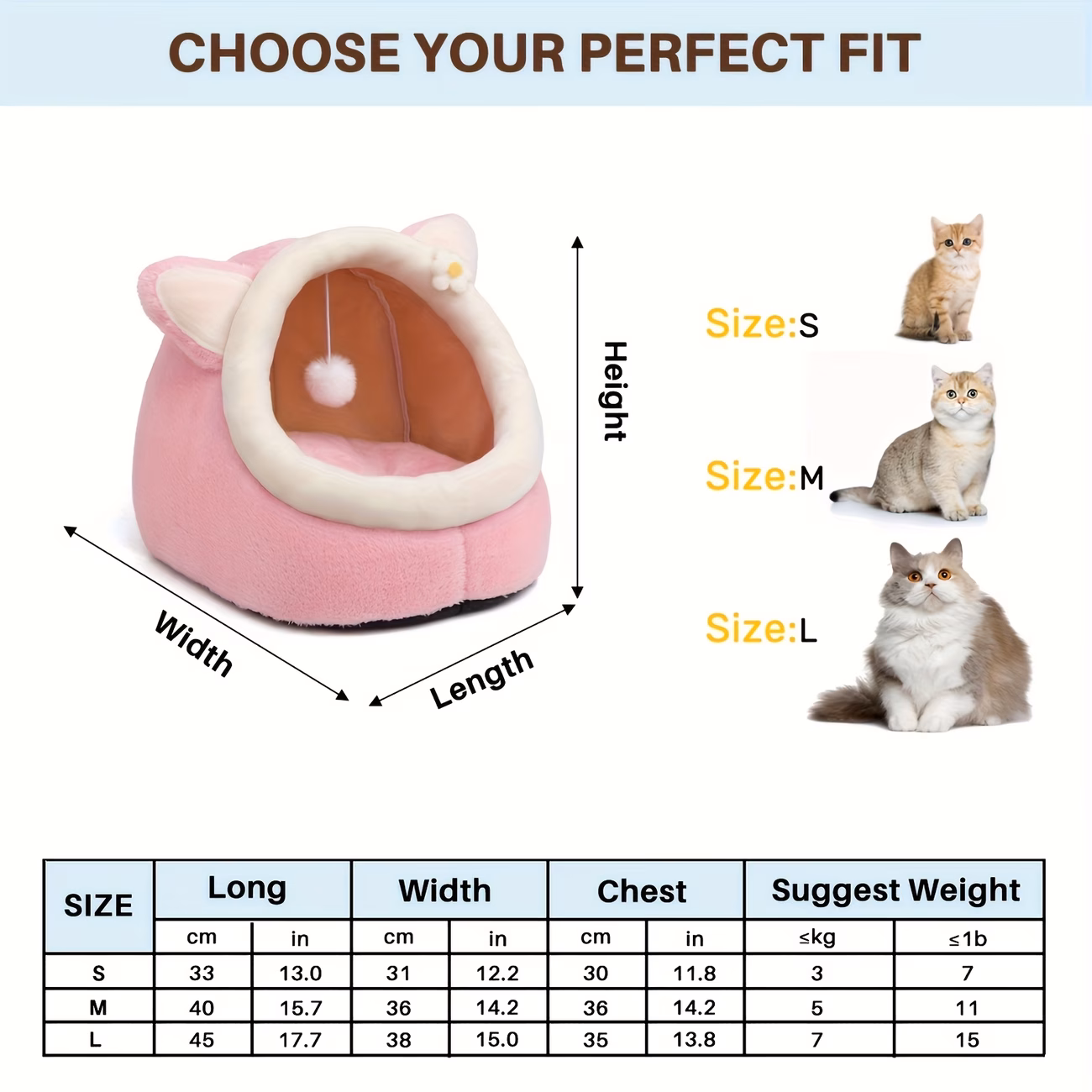 cat beds for indoor cats cute cat bed cave with hanging toy small cat houses with removable washable portable no deformation pet bed house design pink multiple sizes Product details 1