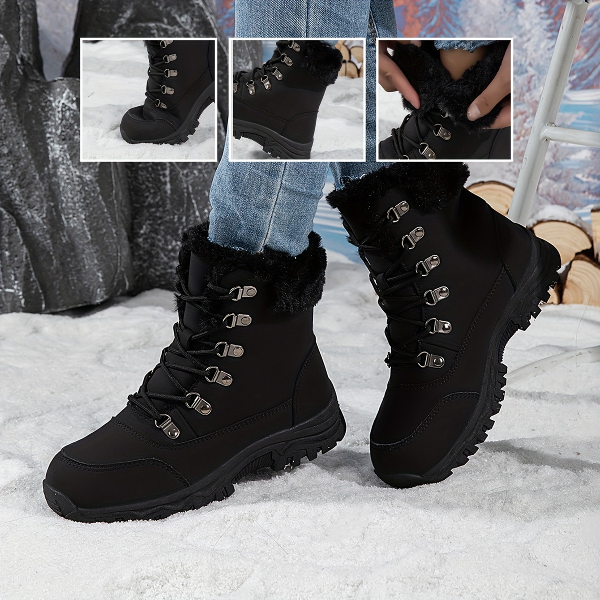womens winter warm plush snow boots with anti slip tpr sole suitable for outdoor round toe upper soft inner for   traction cozy weather footwear for daily use activities Product details 13