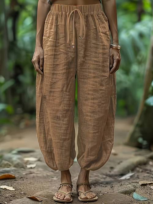 qd1118001 womens elegant wide leg pants drawstring elastic waist loose fit trousers casual formal pants suitable for daily and formal occasions elegant solid color machine washable non stretch fabric comfortable relaxed fit