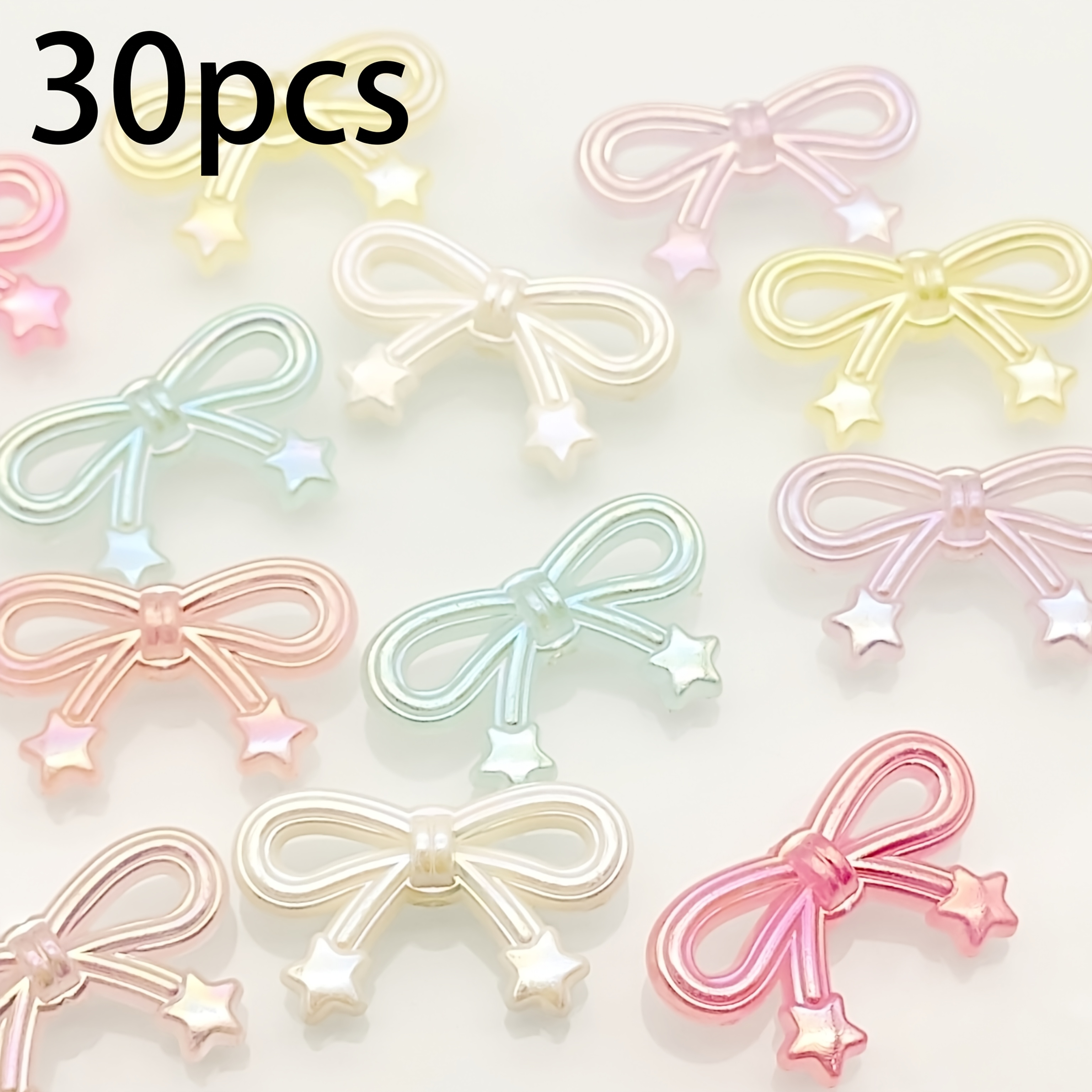 TEMU 30pcs Acrylic Bow Beads, Medium Hole Craft Beads, Handmade Beading, For Clothing Jewelry Additions, Holiday Decorations, Craft Supplies, Room
