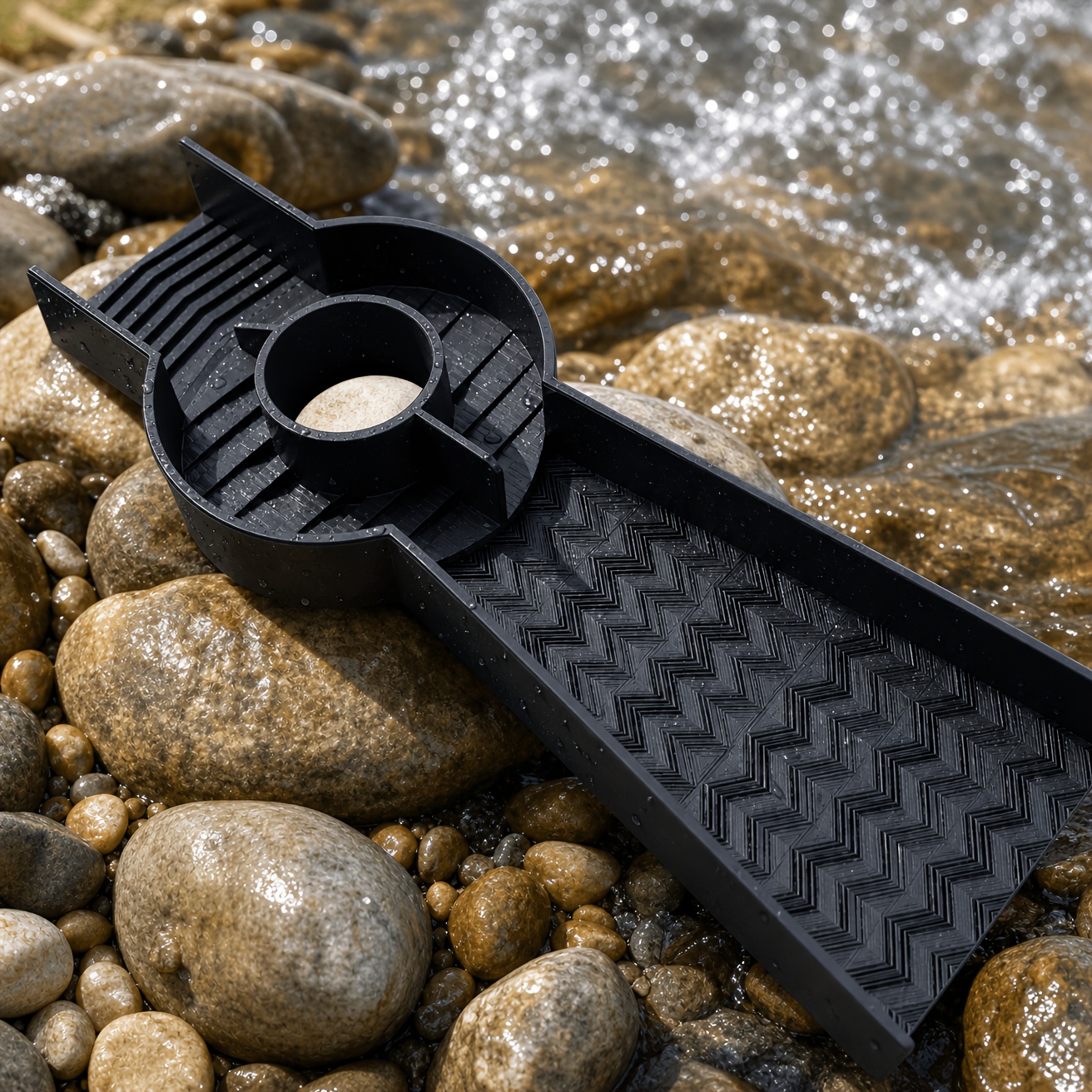 TEMU Portable Mini Golden Panning Pan, Plastic Handheld Golden Sluice Box, River And Stream Prospecting Tool, Outdoor Mining And Equipment