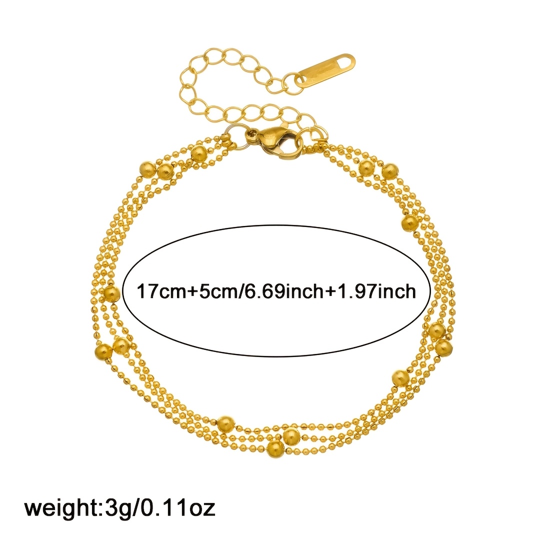 Korean-Style Vintage Multi-Layer Gold-Plated Bead Chain Bracelet