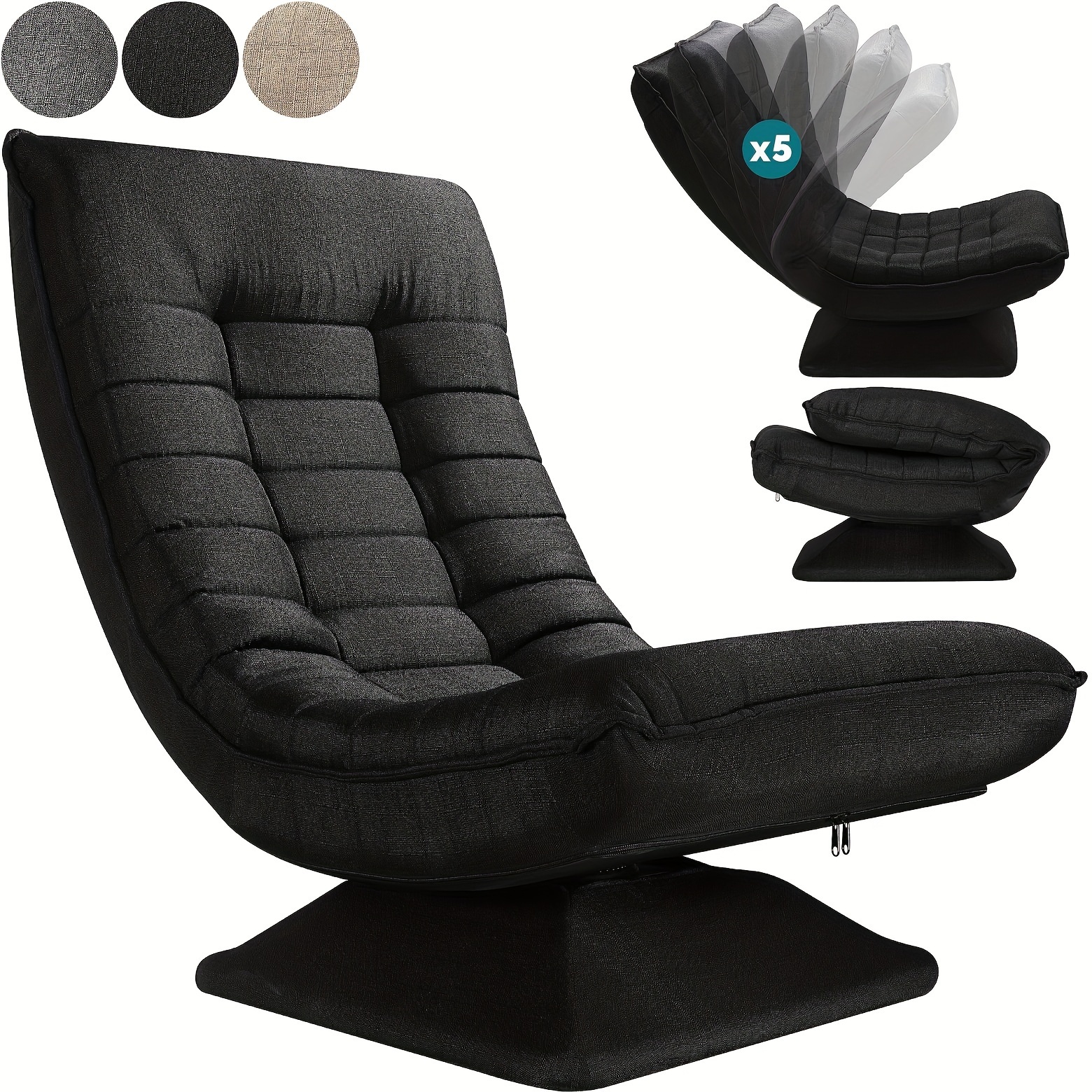 TEMU Sillón, Silla de Piso, Respaldo Ajustable Rotación 360° Plegable Carga de 150Kg Diseño Elegante y Comodidad Lo Tornan El Destacado de Tu