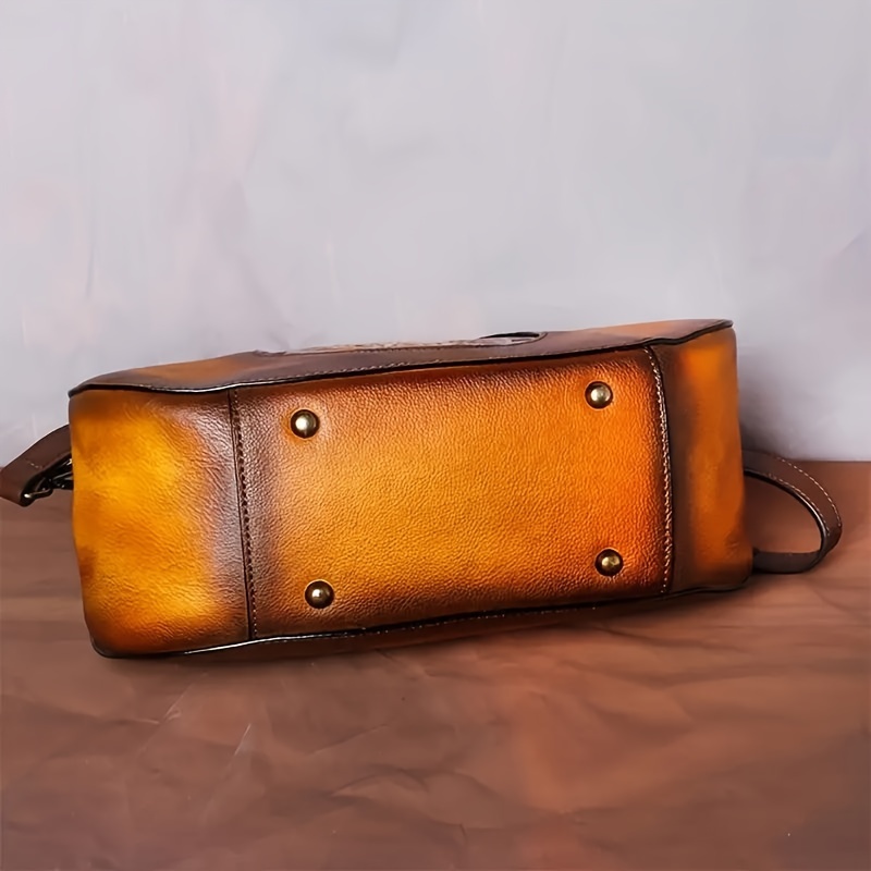 1pc Genuine Leather Saddle Bag for Women, Solid Color, Zipper Closure, Lined, Versatile for Autumn and Winter, Hand Wash/Dry Clean Only