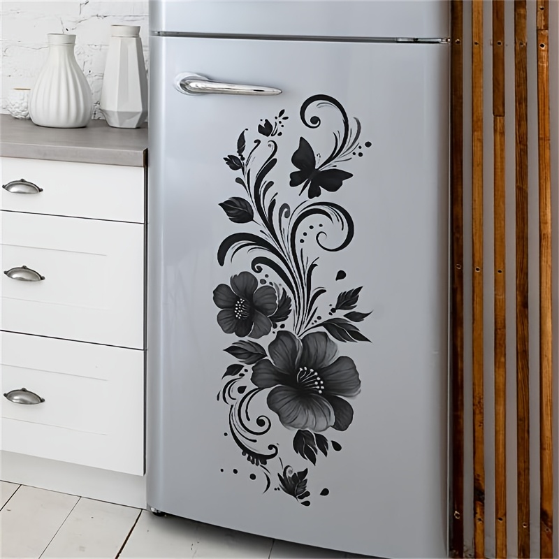 TEMU Adesivo murale 2D piatto con fiori e , decalcomania in autoadesivo impermeabile per decorazioni di camere da letto domestiche, murale rimovibile