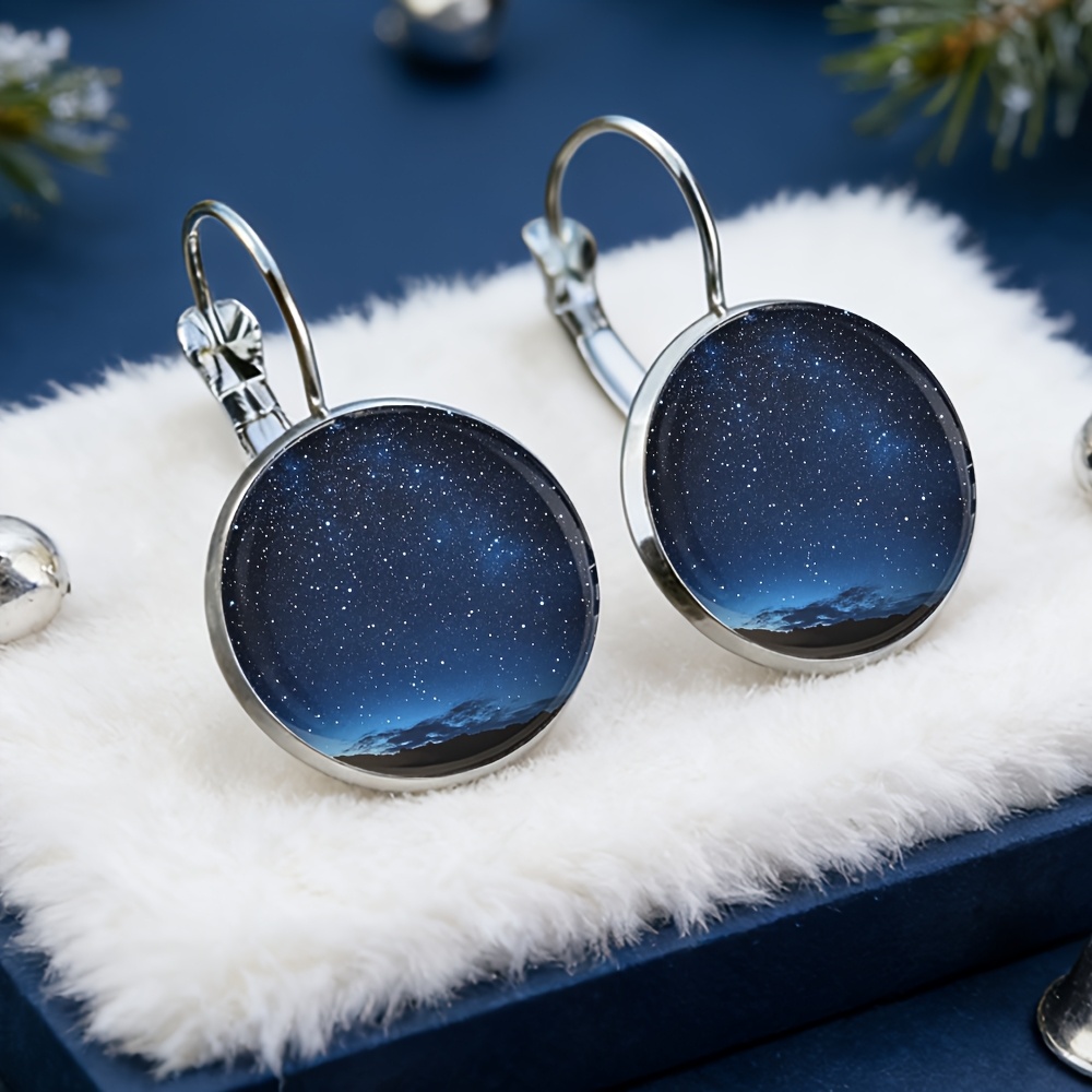 TEMU Starry Sky Earrings, Alloy Material With Glass Inlay, A Fashionable Gift For Women, Exquisite Earrings Suitable For Daily Wear. A Small Gift For