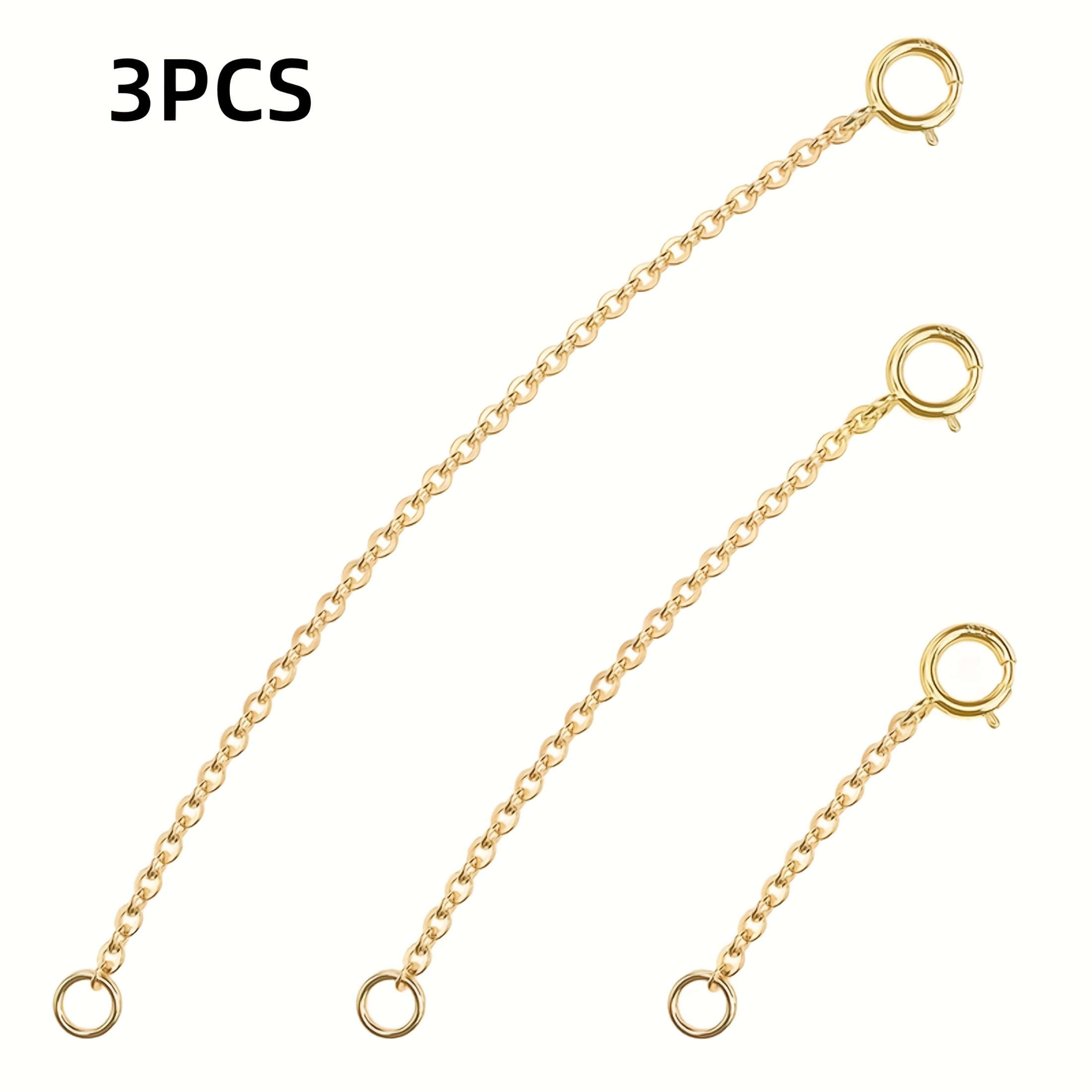 TEMU Juego de 3/9 piezas de cadena de extensión con cierre de para pulsera y collar, cadena de de ajustable para bricolaje