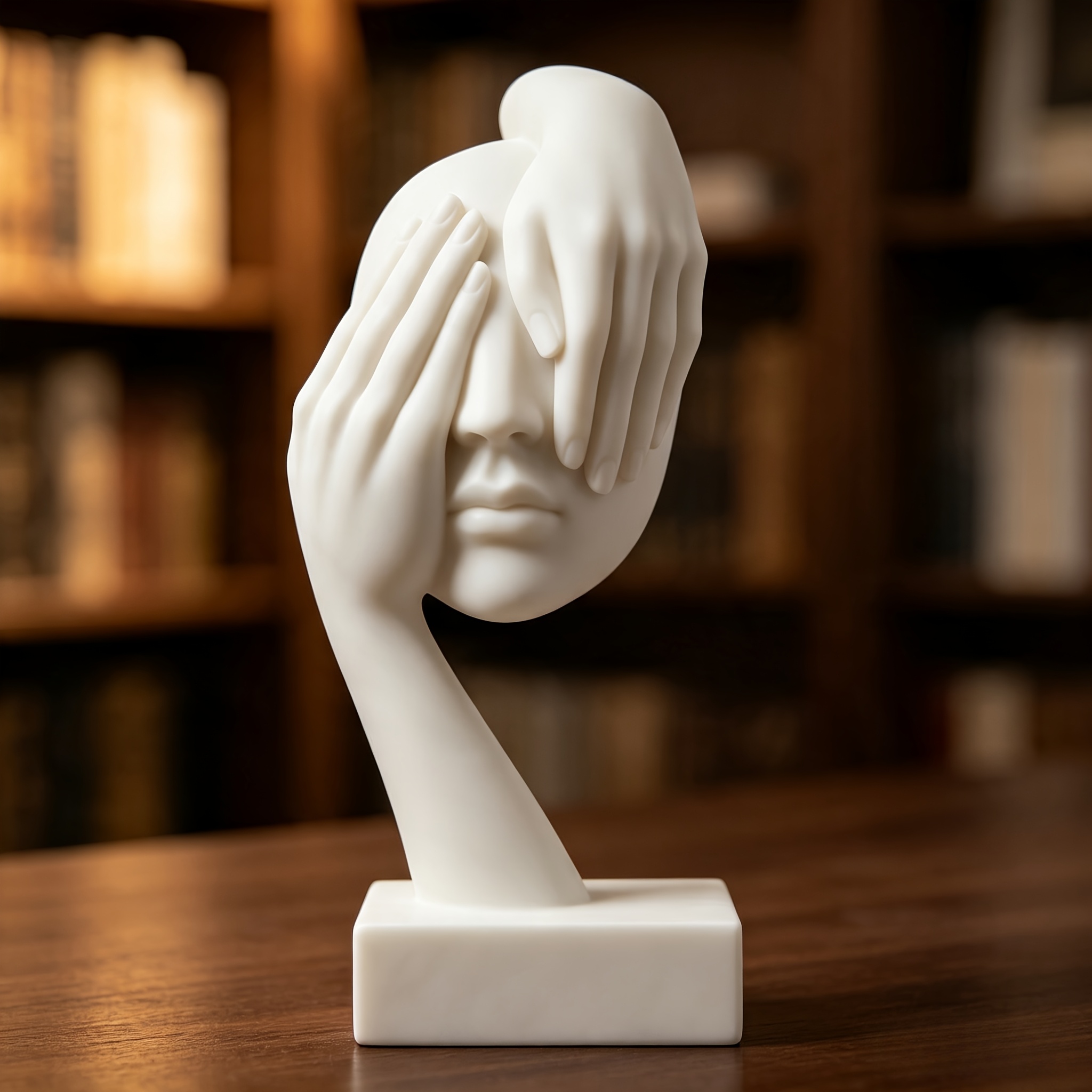 TEMU Minimalist Masked Sculpture Ornament, Abstract Art Statue For Bookshelf And Desktop Display, And Office Decoration, Unique Accessory