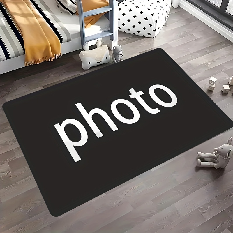 TEMU Customizable Soft Plush Area Mat - Non-slip, Washable, Personalized Design With Photo, Logo, And Text - Ideal For Living Room, Bedroom, Hotel,