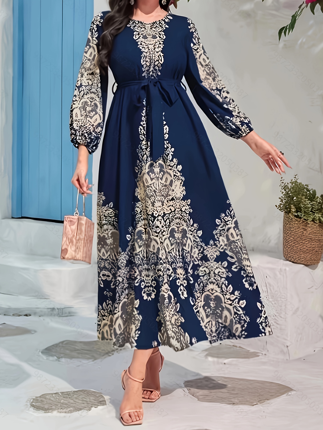 Elegant Black Floral Print Maxi Dress with Golden Detail - Romantic Off-Shoulder Long Sleeve Dress for Women, Perfect for Weddings and Formal Events, Formal Event Dress | Floral Detail | Detailed Design