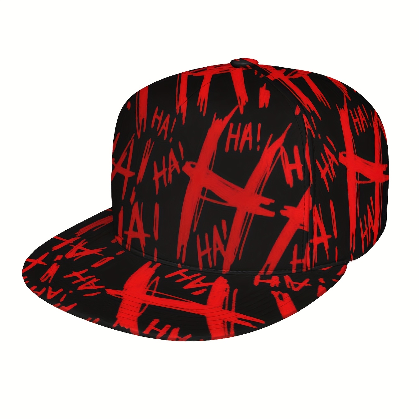 TEMU 1pc Unisex Graffiti Ha! Red Print Baseball - Adjustable Flat-brim, & Breathable, Lightweight Streetwear Hat Suitable For , Sports, Outdoor,