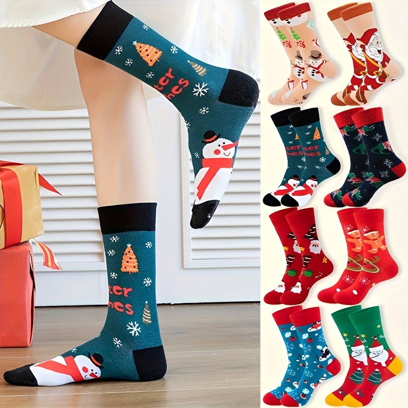 

8- Knit Hosiery, And , , Unisex Christmas- Santa, , Snowman - Washable Set