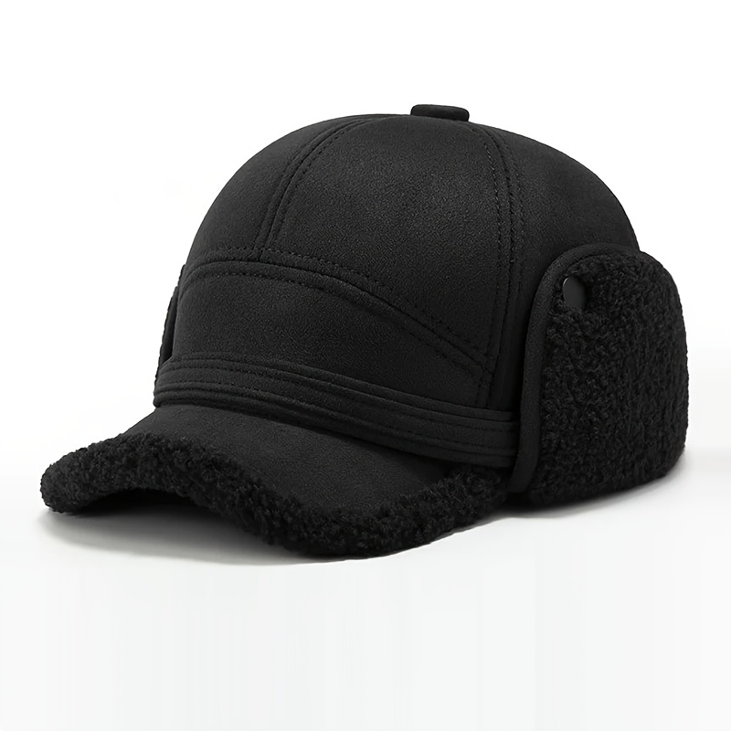 TEMU Casquette Trapper Vintage pour Homme, Doublure en Polaire Chaude Hiver avec Rabat d'Oreille, Chapeau Ushanka Coupe-Vent Résistant au Froid pour