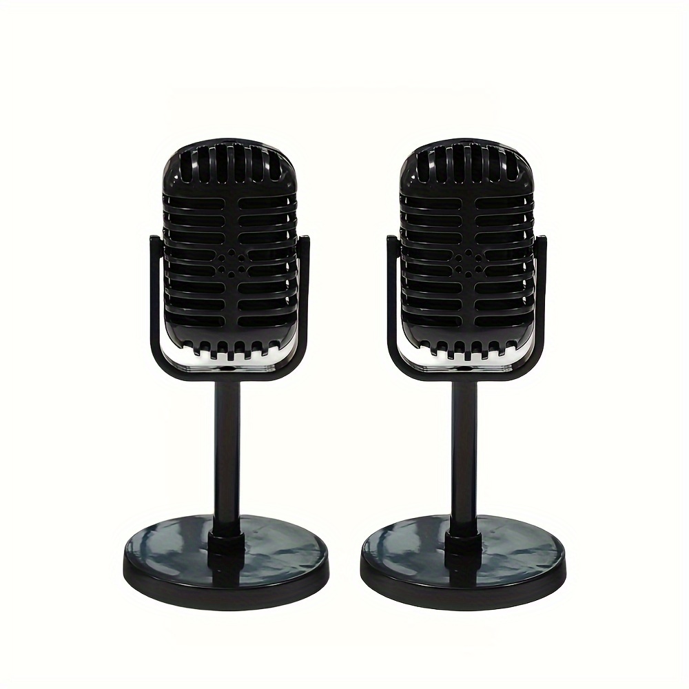TEMU 2 pezzi Accessori Microfono Retr簷 Vintage, Ornamenti Decorativi Simulazione in Plastica per Casa, Bar, Feste, Fotografia - Nessuna Elettricit�