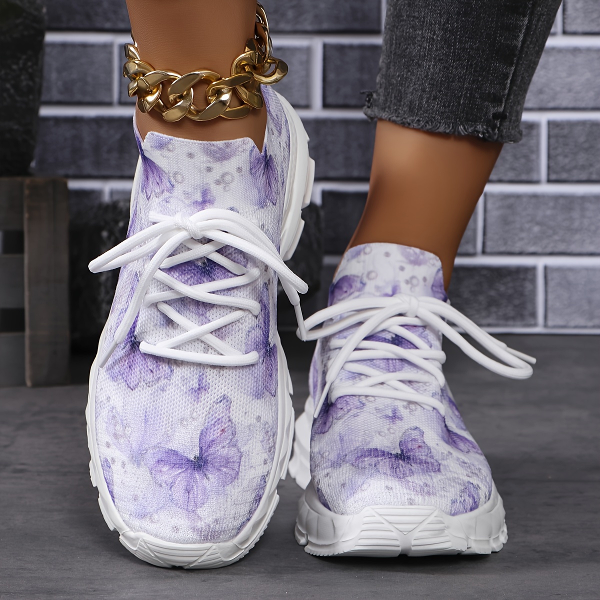 

Women's Casual Butterfly Print Sneakers, Breathable & Comfortable Sports Shoes, Lightweight Running Shoes
