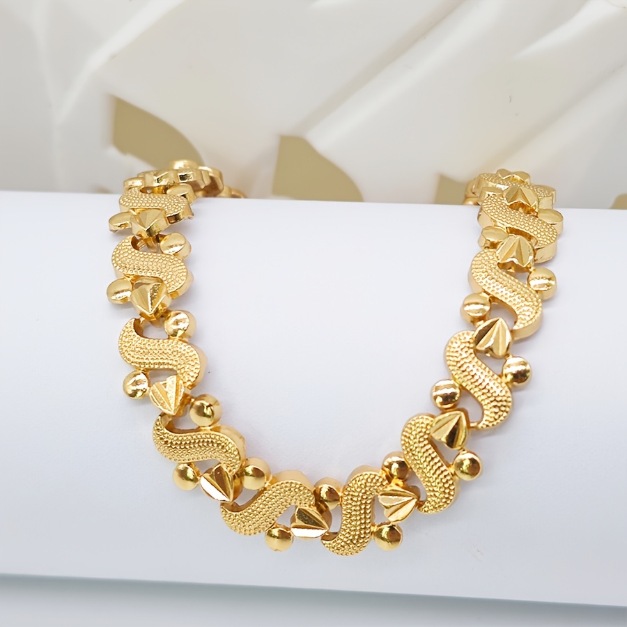 Gold-Plated Heart-Shaped Ballet-Style Bracelet, Wedding Engagement Jewelry