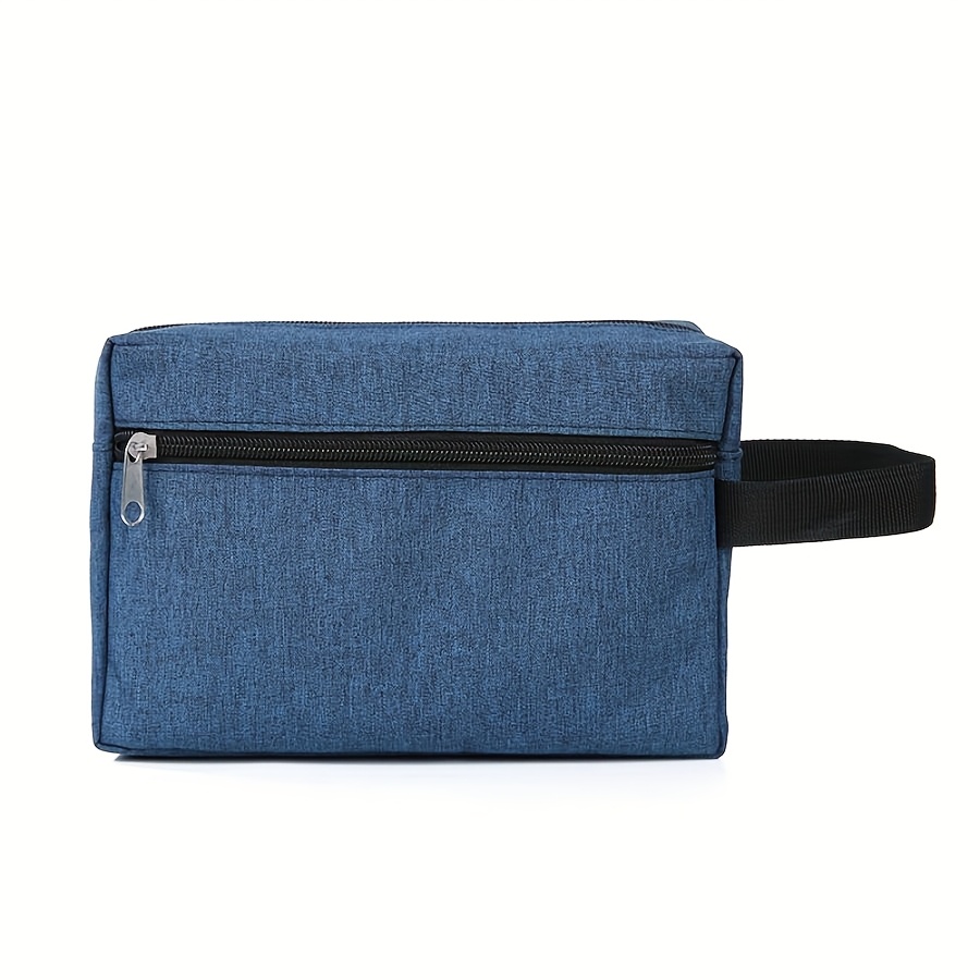 TEMU Custom Name Men's Polyester Makeup Bag - Large, Foldable & Lightweight Travel Cosmetic Pouch With Top Handle And High Quality Zipper Closure,