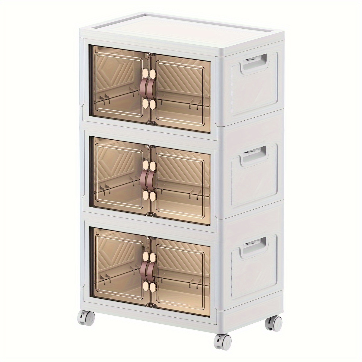 TEMU Stackable Plastic Storage Bins With Lids, Cube Storage Organizer Bins Foldable With Wheels, Suitable For Home, Kitchen, Dormitory, Clothing