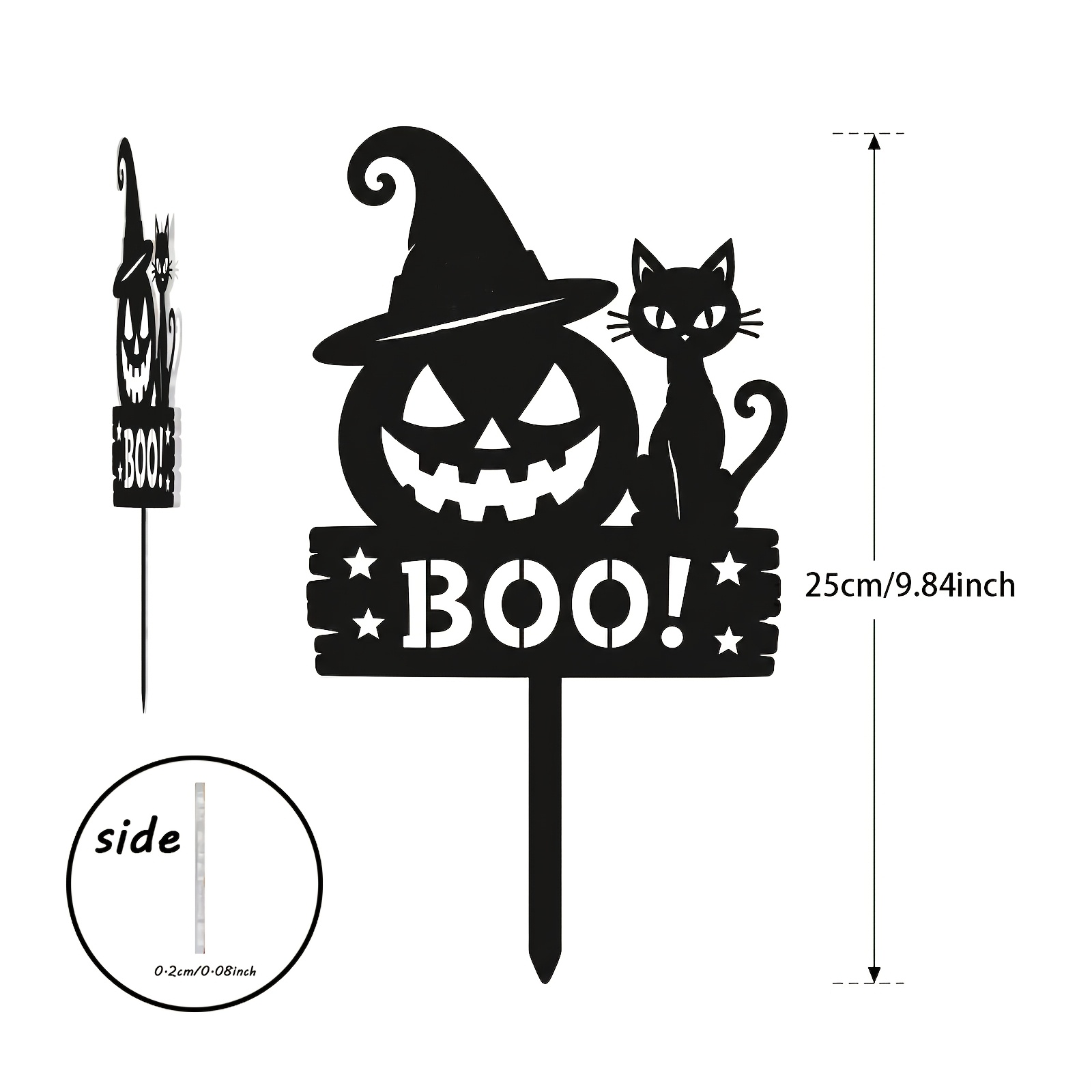 TEMU 【2d Flat】 [2d Flat] 1pc Halloween Acrylic Material Transparent Black Cat Pumpkin Ground Plug Decoration, Suitable For Halloween Courtyard Scene