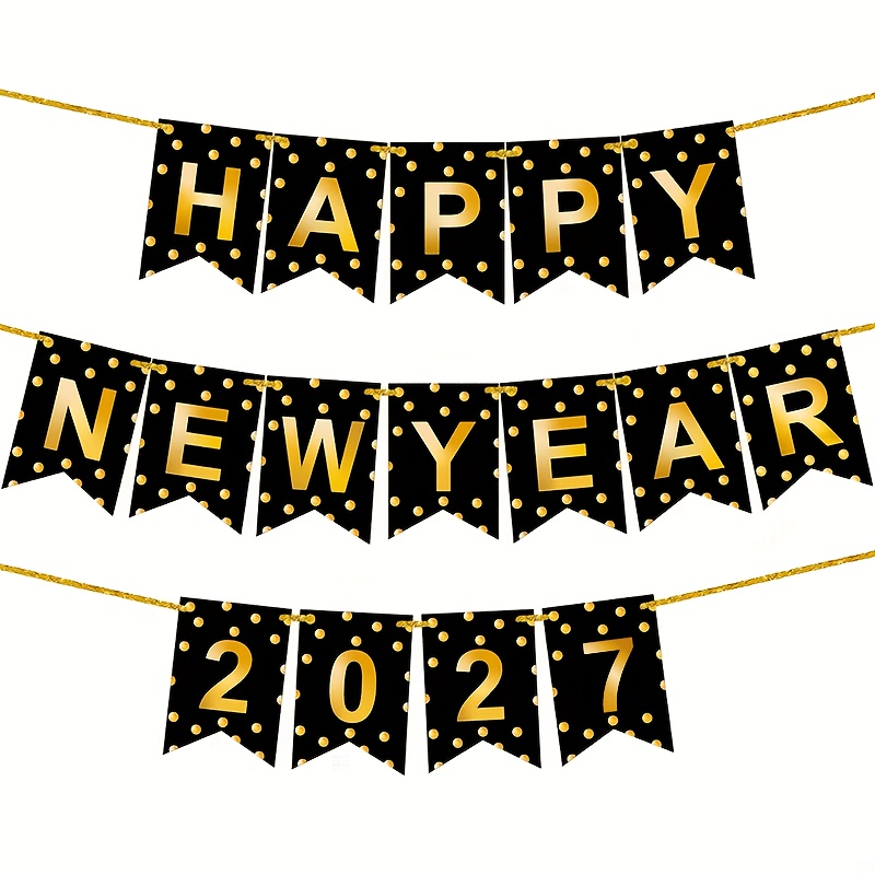 Image of Happy New Year Banner Set 2027 - New Year's Eve Party Supplies, Atmosphere Decoration Party Banner, Pull Flag