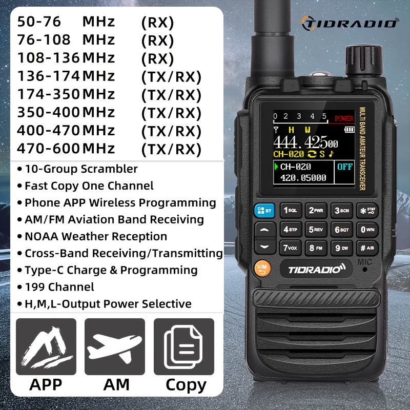   td h3   handheld radio   with usb c programming charging long range radios with with 2500mah battery and air band long antenna   frequency match for  