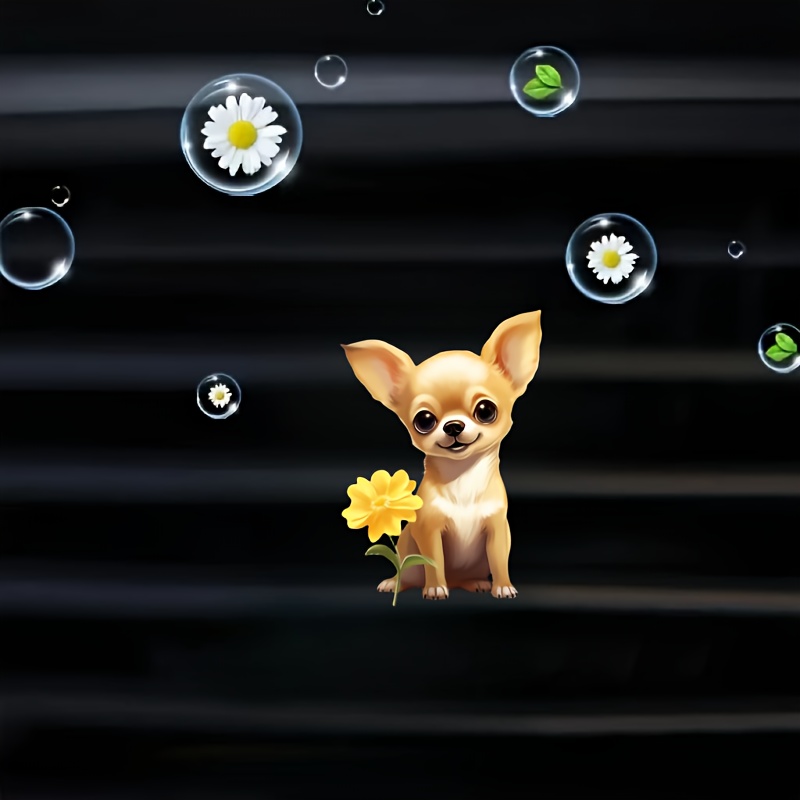 

1pc Cute Chihuahua With Flower Pattern Car Air Vent Clip Freshener, Acrylic Aromatherapy Diffuser, Scented Car Decor Clip With Balm/tablet/stick Options, Fragrance Auto Interior Accessory