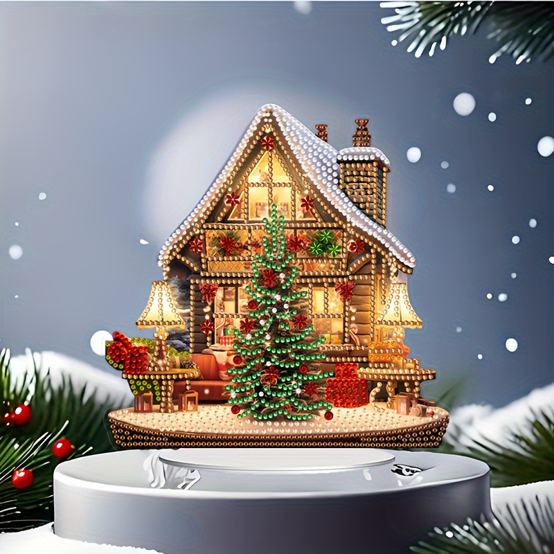 

Diy 5d Diamond Painting Kit - Christmas Cabin & Desktop Decor, Acrylic Craft Set For Decoration, Perfect Gift For New Year, 7.61x7.77 Inches