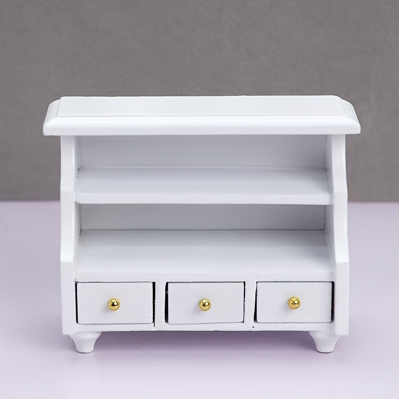 1:12 Dollhouse Mini Furniture Accessory Micro Scene Wooden White Short Cabinet Towel Cabinet Side Table