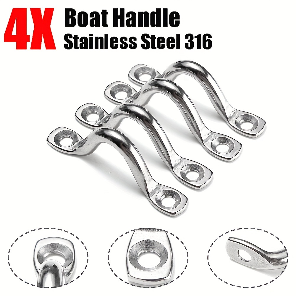 4pcs Stainless Steel 316 Boat Handles 5mm Wire Eye Straps Marine Grade Tie  Downs Fender Hooks Canopy Hardware Durable Rust Resistant, High-quality &  Affordable