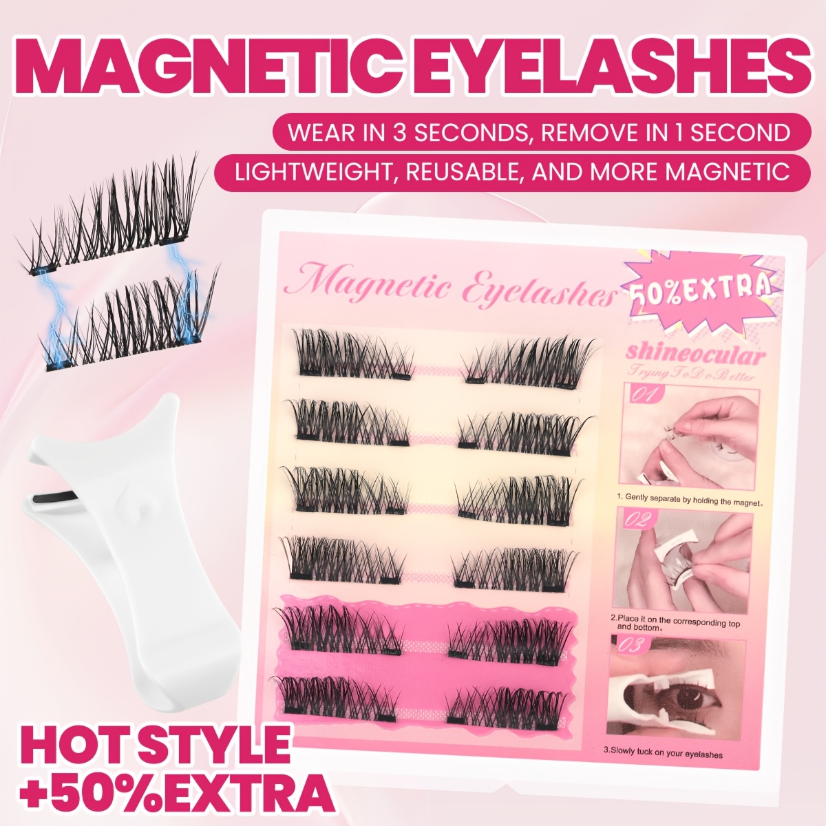 6 Pairs. Master- Magnetic Eyelash Extensions, Package, Same With 50% More ,half-eye Eyelash Extensions, Eyelash Extensions For The Outer Corner Of