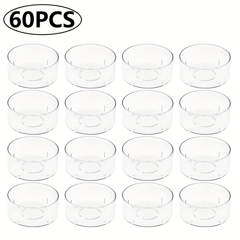 TEMU Portavelas redondos para 60 velas, soportes transparentes para velas, 1.49 x 0.70 pulgadas