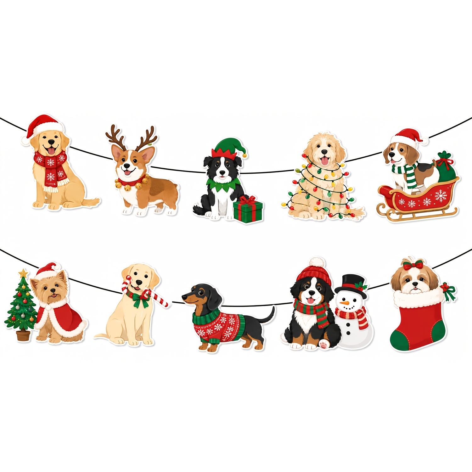TEMU 1 Set Christmas Cartoon Banner, Reindeer Black Nordic Folk Pattern Multi-theme Collection, Holiday Background Wall Atmosphere Decorative Banner