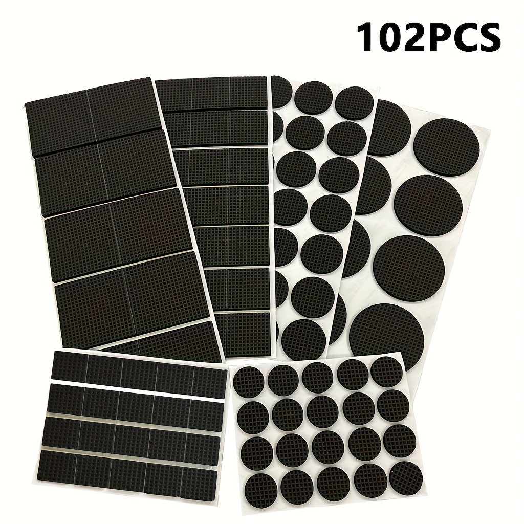 TEMU 102 Pezzi Cuscinetti Antiscivolo per Mobili - Protezioni per Pavimenti e Quadrate in Plastica con Design Antiscivolo Testurizzato, & Grigio, per