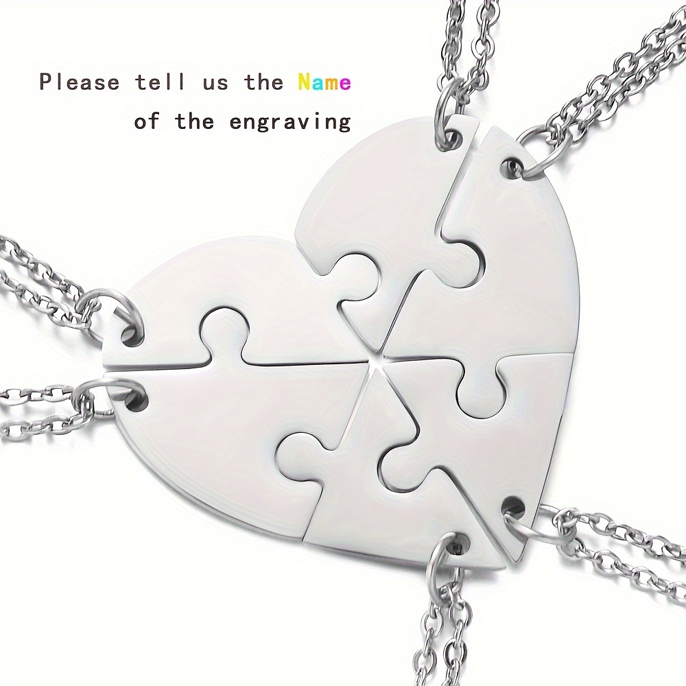 TEMU Produits personnalisés A Pendentif puzzle unisexe tendance en acier inoxydable avec galvanisation PVD, gravé avec un à , pour un usage , cadeaux
