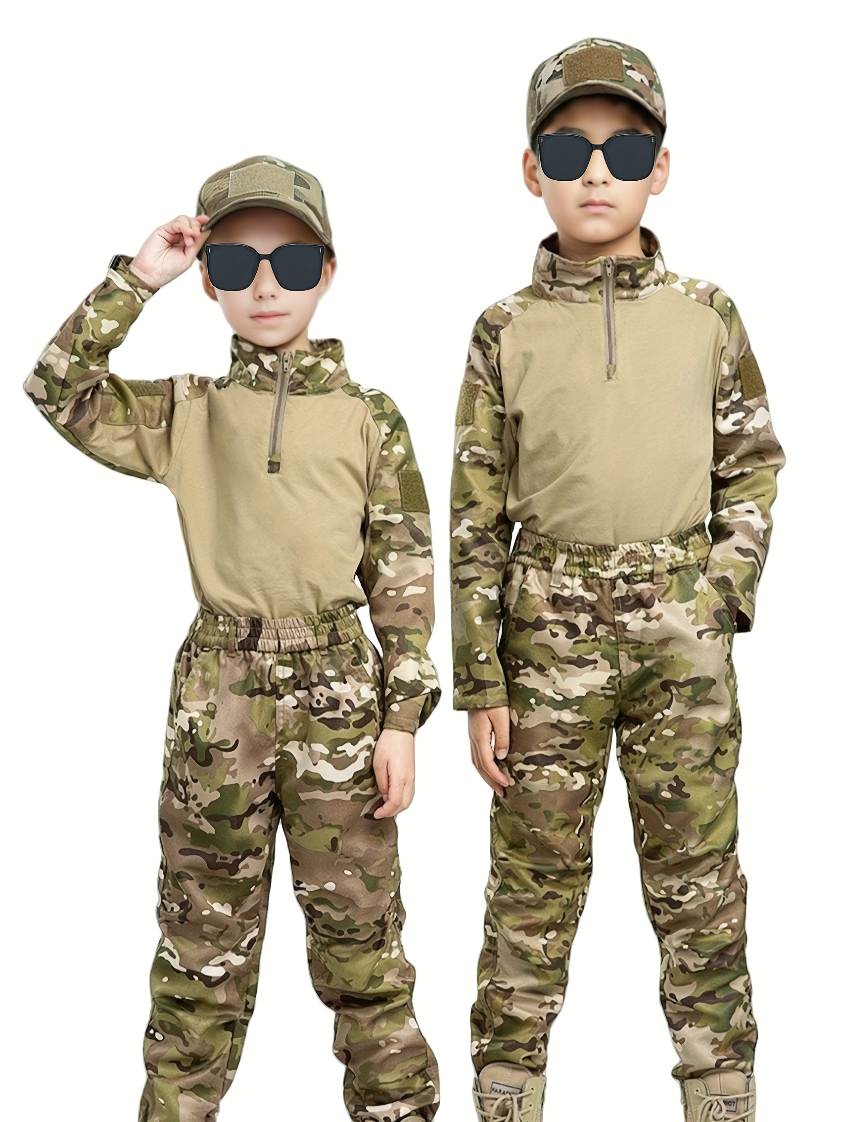 boys outdoor sports outfit consisting of a long sleeve t shirt and long pants training set camouflage summer camp attire for outdoor