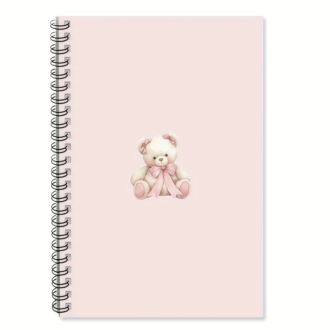 TEMU Niedliches rosa Teddybär-Spiralnotizbuch – 14,5x21cm Tagebuch mit festem , mit entzückendem Teddybär-Design linierten Seiten. Ein ideales