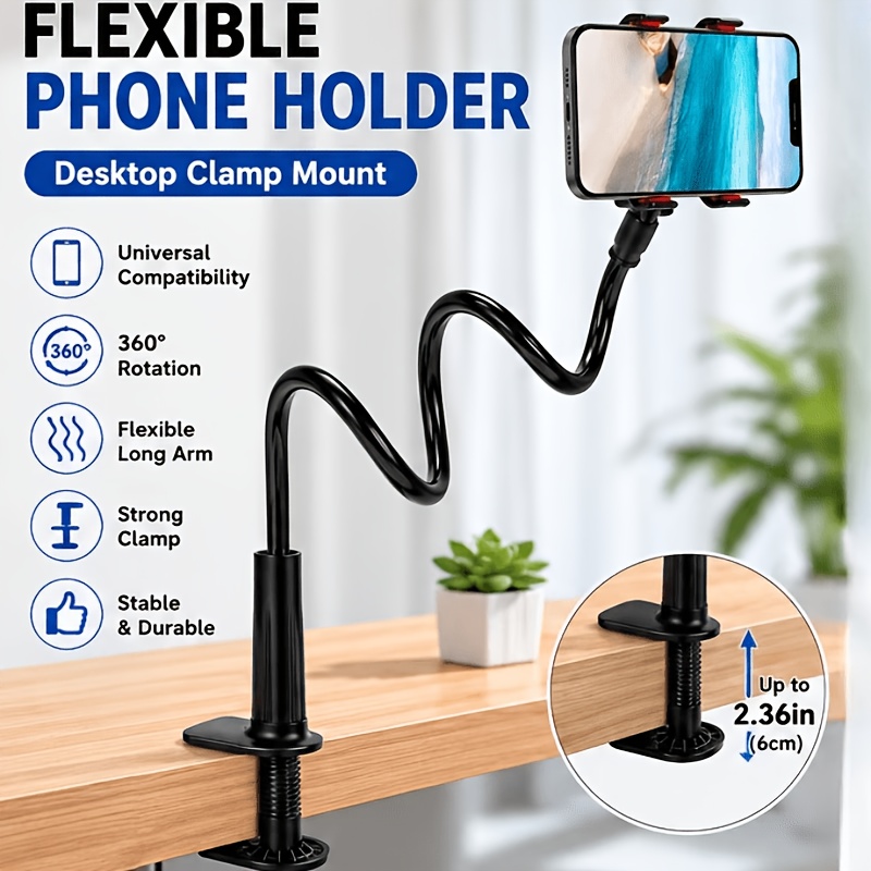 360 degree universal flexible hose phone holder lazy tablet stand stable anti shake adjustable angle clamp for desktop and bedside suitable for   watching office work and study ideal as a holiday gift for easter ramadan mothers day 2
