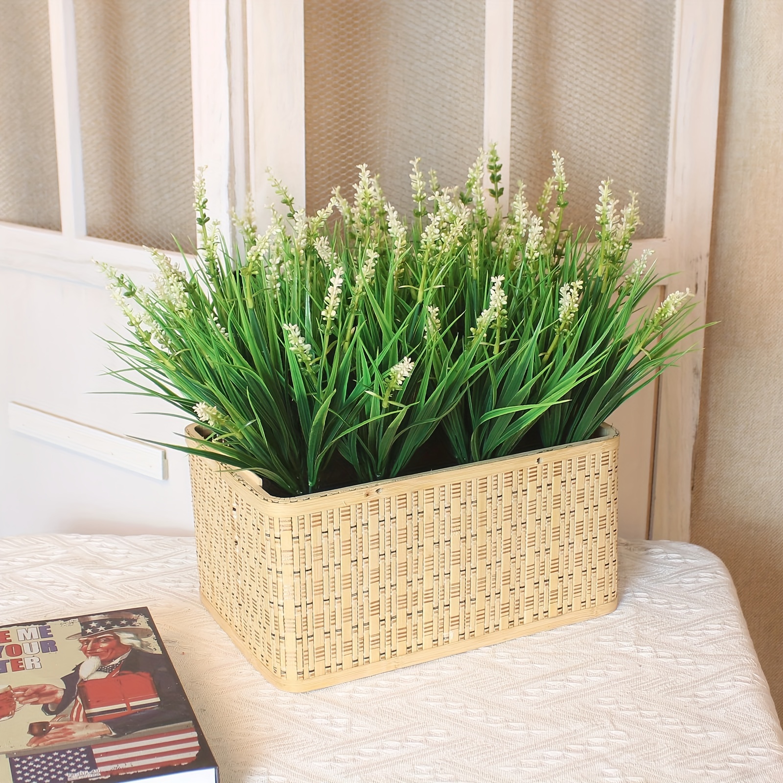 24pcs Artificial Flower Grass Plastic Faux Monkey Grass Outdoor Indoor Plant Decor For Pots