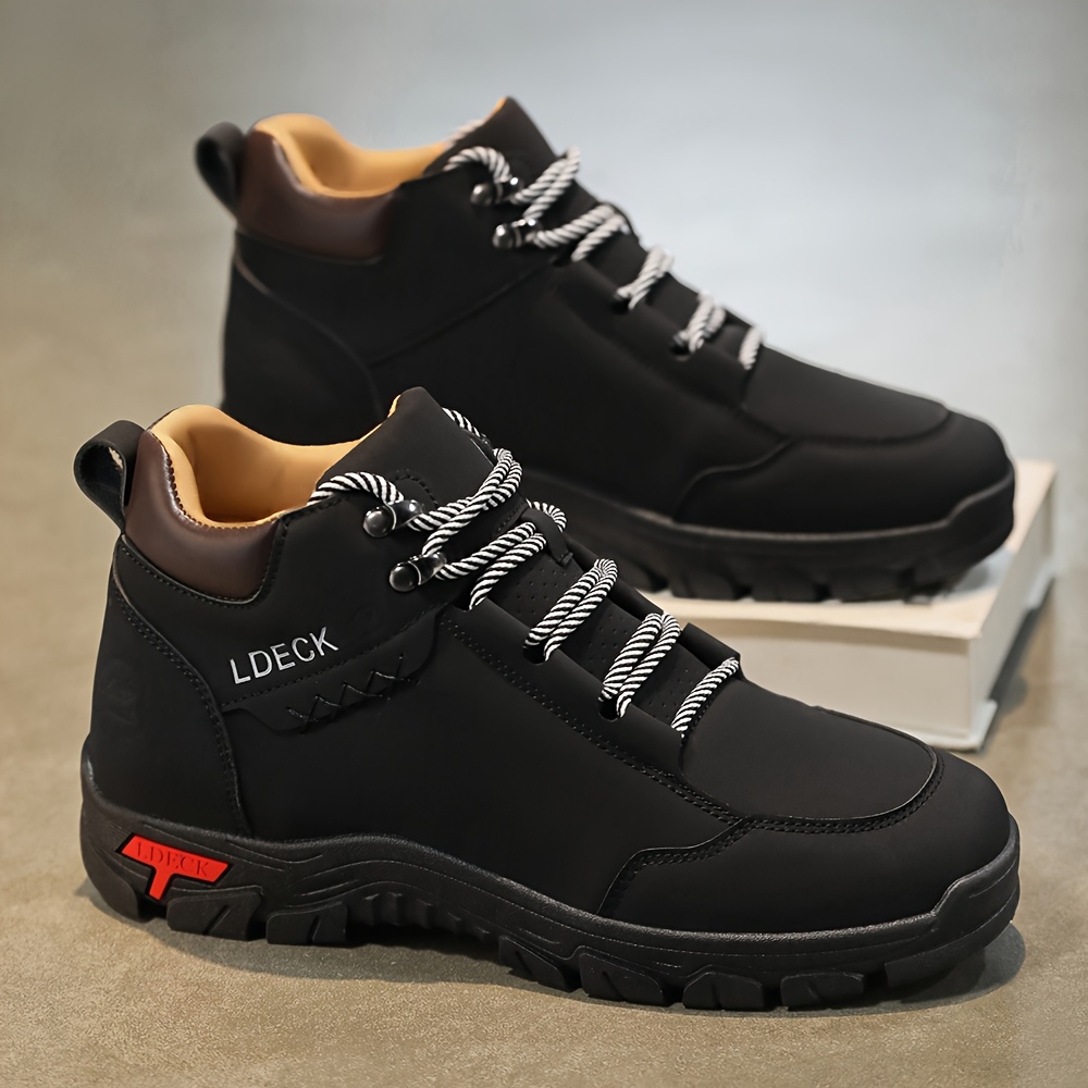 mens stylish high top outdoor walking boots durable non slip casual lace up with rugged tread for hiking casual attire       boots   boots boots hiking boots Product details 7