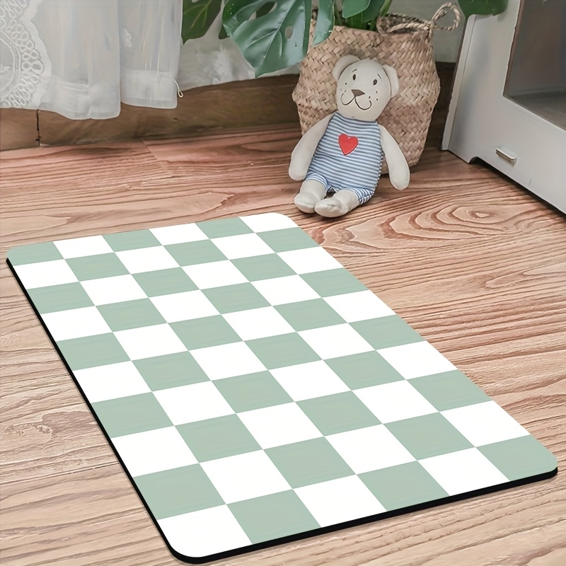Image of Chessboard Pattern Pet Feeding Mat - Absorbent Diatomaceous Earth Base, Non-slip, Ideal For Dogs And Cats, In Multiple Colors, Pet Accessories | Checkered Design | Diatomaceous Earth Mat