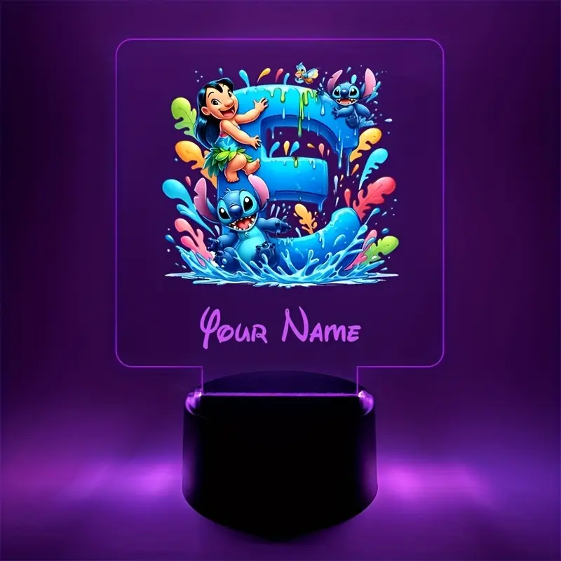 a personalized acrylic night light featuring a cartoon design of disneys and with customizable with a name color changing led table lamp for usb or batteries a usb cable batteries not included suitable for decorating bedrooms living rooms and other spaces Product details 5