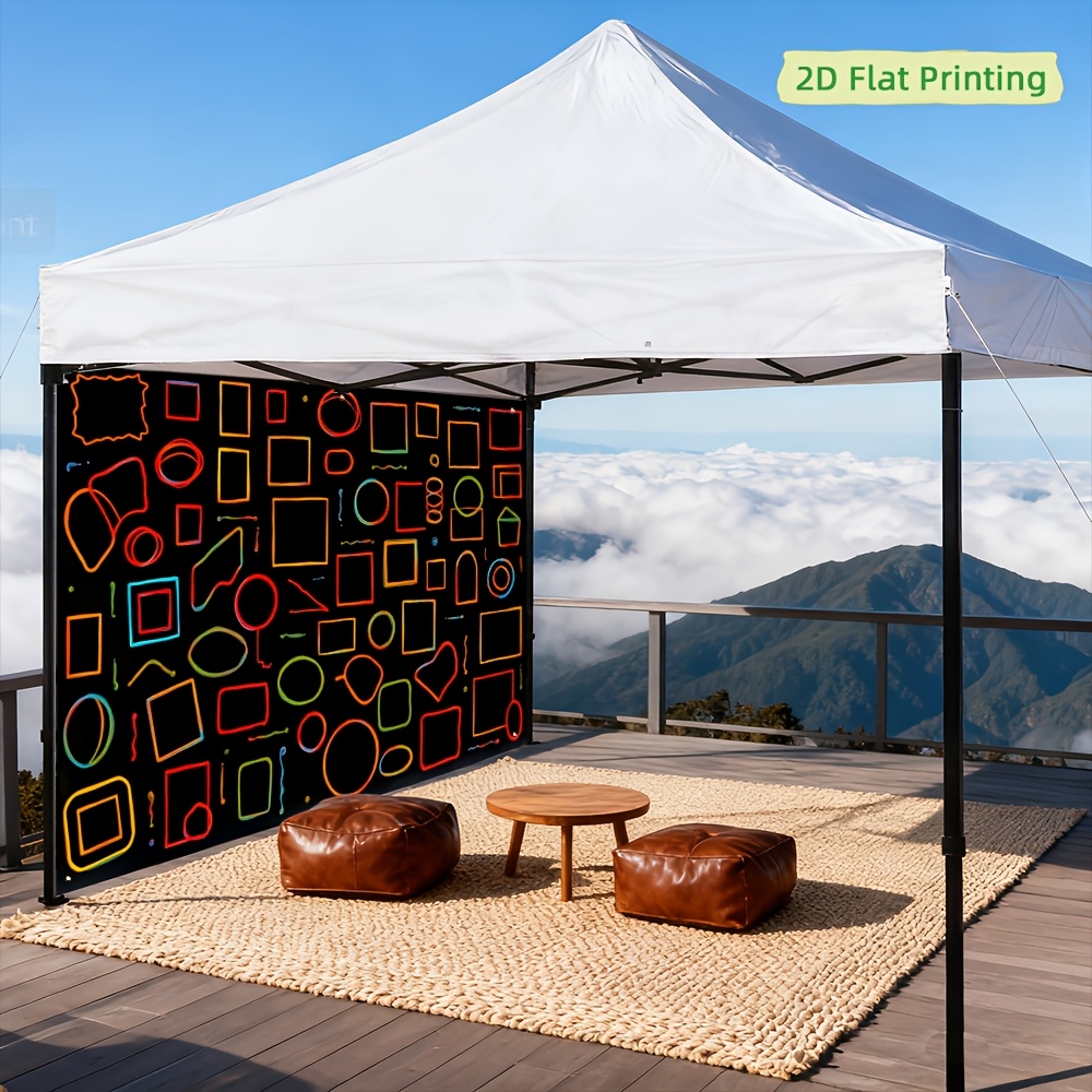 Portable Outdoor Sun Shelter with Neon Geometric Sidewalls