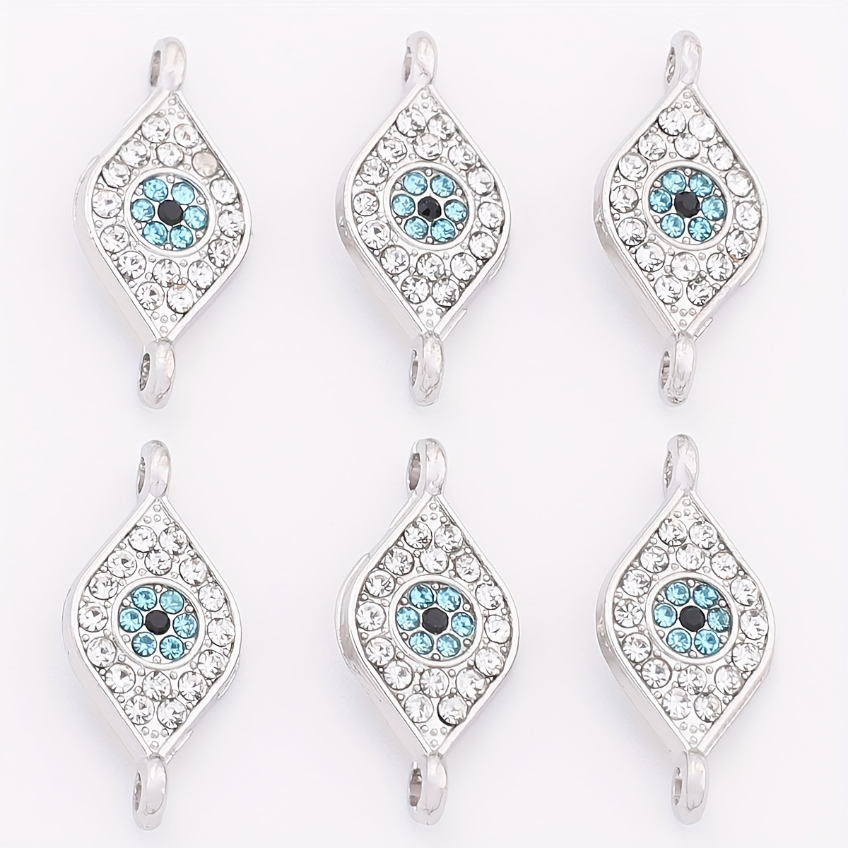 E-shop 10 Stück Glänzende Böse-Augen-Verbinder, Legierungsschmuckteile für DIY Halsketten Armbandherstellung Zubehör Abstandshalter Handgemachte