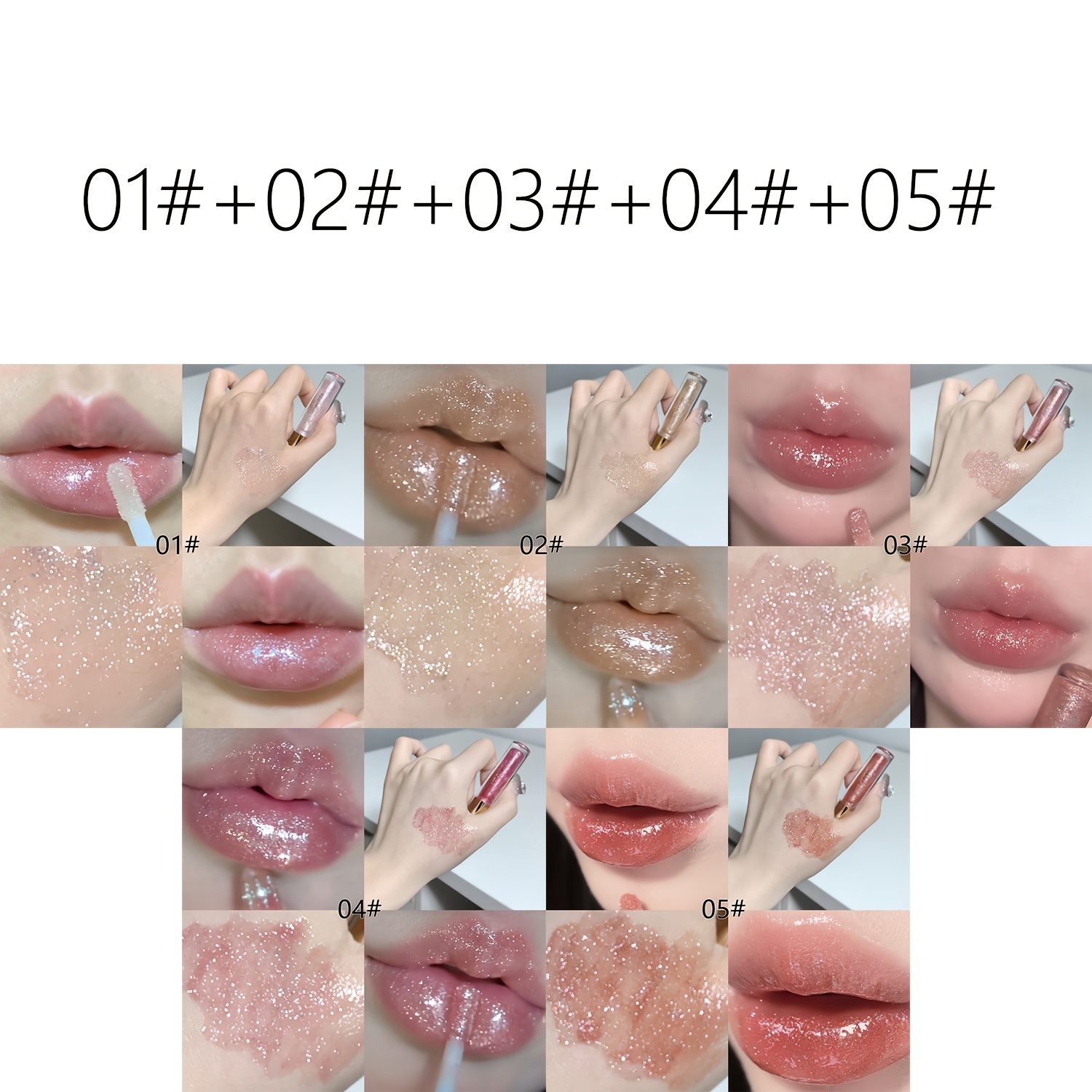 TEMU A Set Of 5, Lip Gloss, Water-gloss Mirror , Sparkling Lip Shine, Pearlescent Shimmer And Plump, Comfortable And Non-sticky, Moisturizing, Lips,